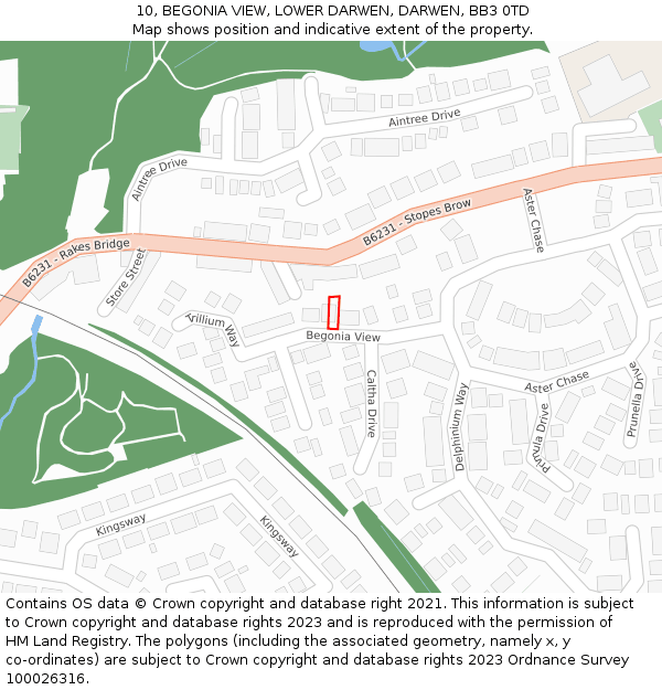 10, BEGONIA VIEW, LOWER DARWEN, DARWEN, BB3 0TD: Location map and indicative extent of plot