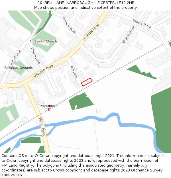 10, BELL LANE, NARBOROUGH, LEICESTER, LE19 2HB: Location map and indicative extent of plot