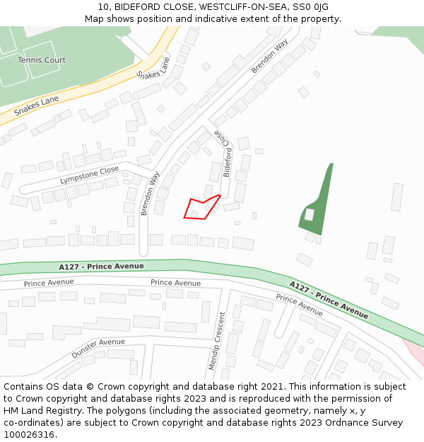 10, BIDEFORD CLOSE, WESTCLIFF-ON-SEA, SS0 0JG: Location map and indicative extent of plot