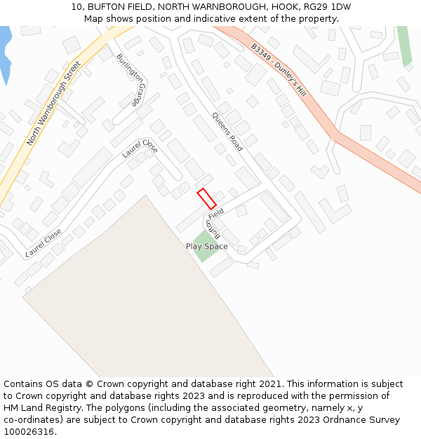 10, BUFTON FIELD, NORTH WARNBOROUGH, HOOK, RG29 1DW: Location map and indicative extent of plot