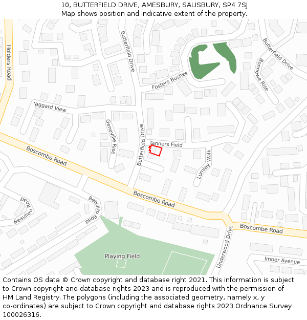 10, BUTTERFIELD DRIVE, AMESBURY, SALISBURY, SP4 7SJ: Location map and indicative extent of plot