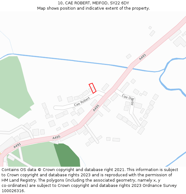 10, CAE ROBERT, MEIFOD, SY22 6DY: Location map and indicative extent of plot