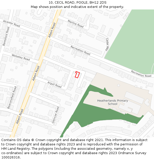 10, CECIL ROAD, POOLE, BH12 2DS: Location map and indicative extent of plot