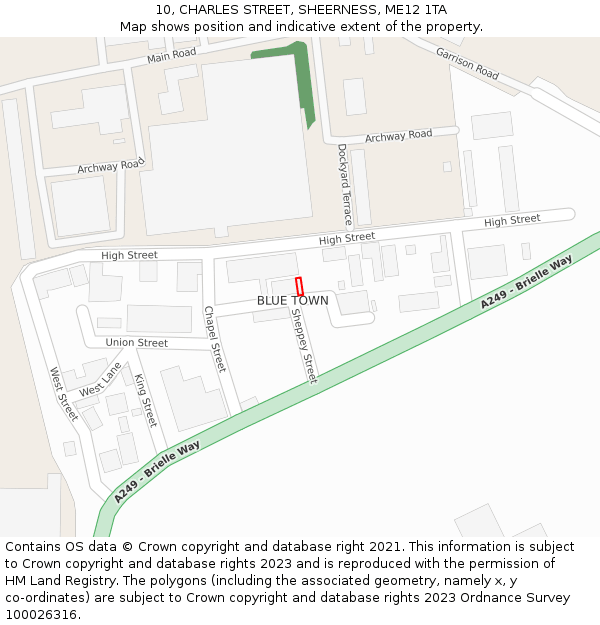 10, CHARLES STREET, SHEERNESS, ME12 1TA: Location map and indicative extent of plot