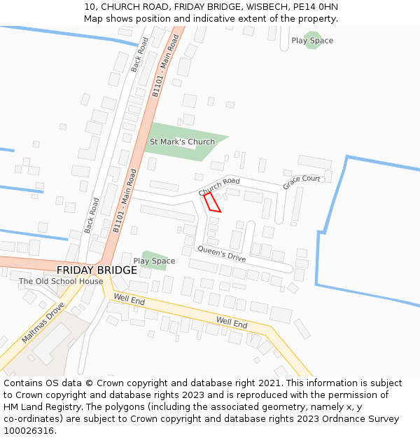 10, CHURCH ROAD, FRIDAY BRIDGE, WISBECH, PE14 0HN: Location map and indicative extent of plot