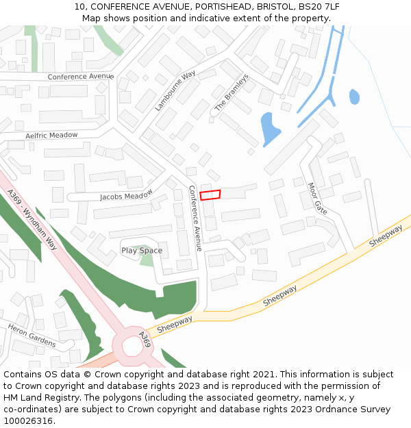 10, CONFERENCE AVENUE, PORTISHEAD, BRISTOL, BS20 7LF: Location map and indicative extent of plot