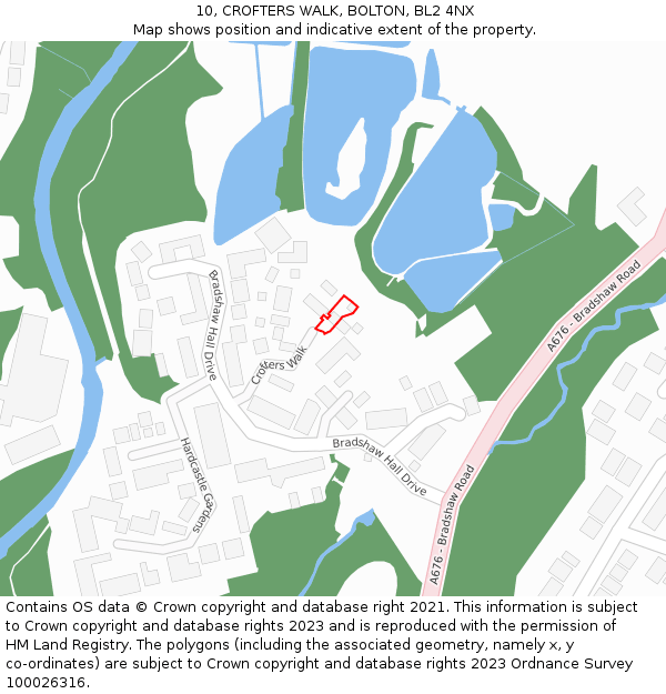 10, CROFTERS WALK, BOLTON, BL2 4NX: Location map and indicative extent of plot