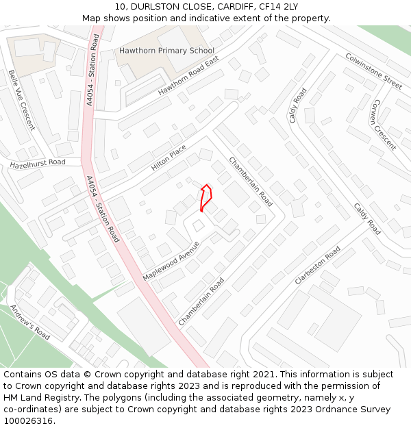 10, DURLSTON CLOSE, CARDIFF, CF14 2LY: Location map and indicative extent of plot