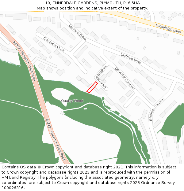 10, ENNERDALE GARDENS, PLYMOUTH, PL6 5HA: Location map and indicative extent of plot