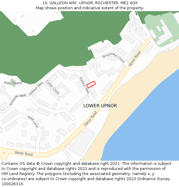 10, GALLEON WAY, UPNOR, ROCHESTER, ME2 4GX: Location map and indicative extent of plot