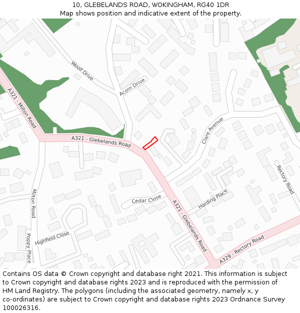 10, GLEBELANDS ROAD, WOKINGHAM, RG40 1DR: Location map and indicative extent of plot