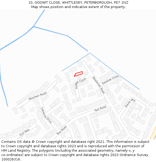 10, GODWIT CLOSE, WHITTLESEY, PETERBOROUGH, PE7 1NZ: Location map and indicative extent of plot