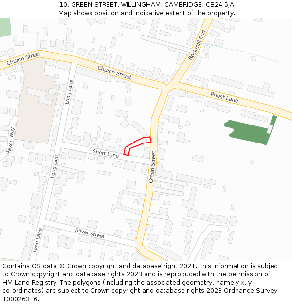 10, GREEN STREET, WILLINGHAM, CAMBRIDGE, CB24 5JA: Location map and indicative extent of plot