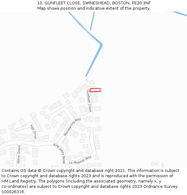 10, GUNFLEET CLOSE, SWINESHEAD, BOSTON, PE20 3NF: Location map and indicative extent of plot