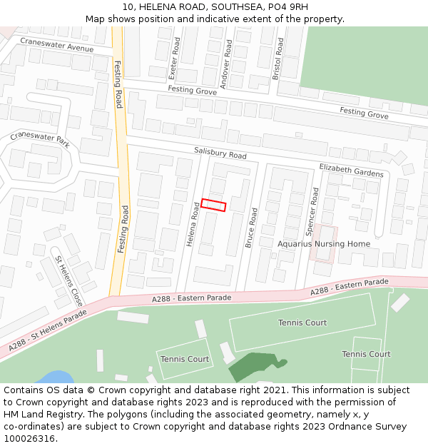 10, HELENA ROAD, SOUTHSEA, PO4 9RH: Location map and indicative extent of plot