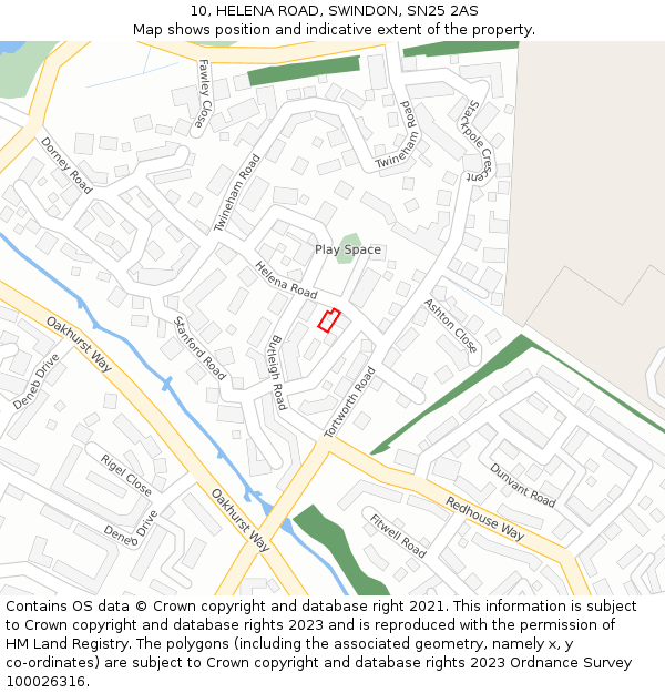 10, HELENA ROAD, SWINDON, SN25 2AS: Location map and indicative extent of plot