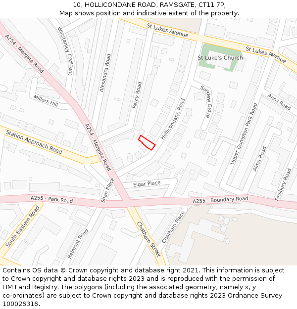 10, HOLLICONDANE ROAD, RAMSGATE, CT11 7PJ: Location map and indicative extent of plot