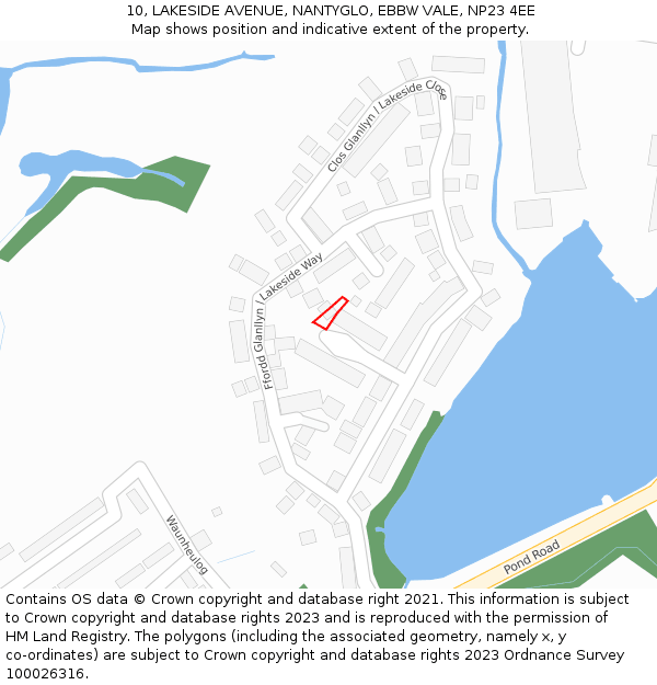 10, LAKESIDE AVENUE, NANTYGLO, EBBW VALE, NP23 4EE: Location map and indicative extent of plot