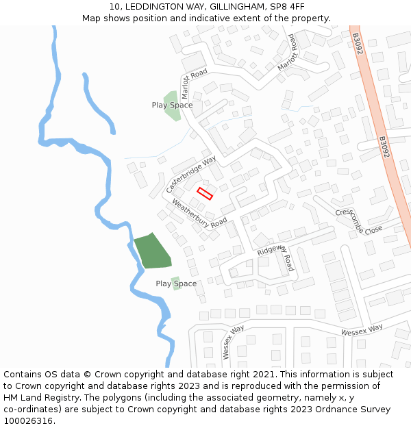 10, LEDDINGTON WAY, GILLINGHAM, SP8 4FF: Location map and indicative extent of plot