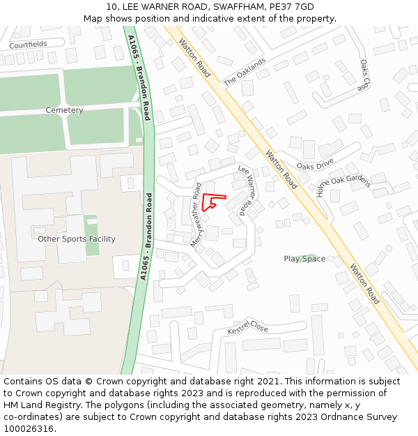 10, LEE WARNER ROAD, SWAFFHAM, PE37 7GD: Location map and indicative extent of plot