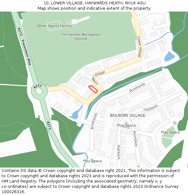 10, LOWER VILLAGE, HAYWARDS HEATH, RH16 4GU: Location map and indicative extent of plot