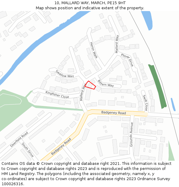 10, MALLARD WAY, MARCH, PE15 9HT: Location map and indicative extent of plot