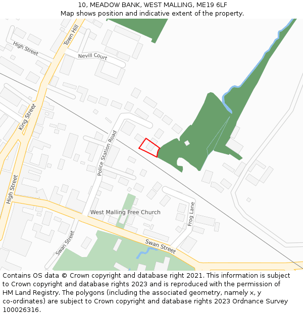 10, MEADOW BANK, WEST MALLING, ME19 6LF: Location map and indicative extent of plot