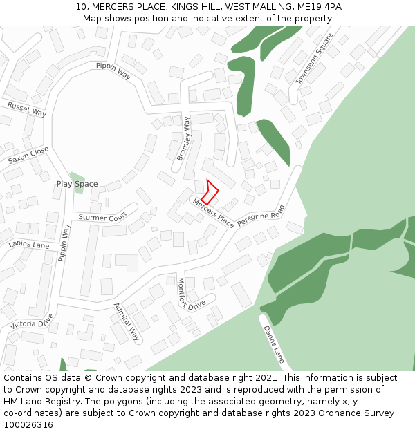 10, MERCERS PLACE, KINGS HILL, WEST MALLING, ME19 4PA: Location map and indicative extent of plot