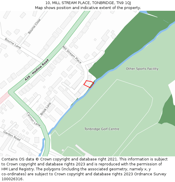 10, MILL STREAM PLACE, TONBRIDGE, TN9 1QJ: Location map and indicative extent of plot