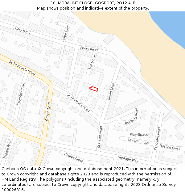 10, MORAUNT CLOSE, GOSPORT, PO12 4LR: Location map and indicative extent of plot