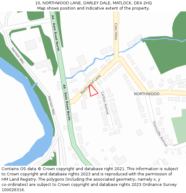 10, NORTHWOOD LANE, DARLEY DALE, MATLOCK, DE4 2HQ: Location map and indicative extent of plot