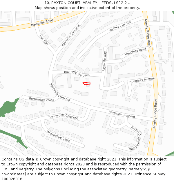 10, PAXTON COURT, ARMLEY, LEEDS, LS12 2JU: Location map and indicative extent of plot