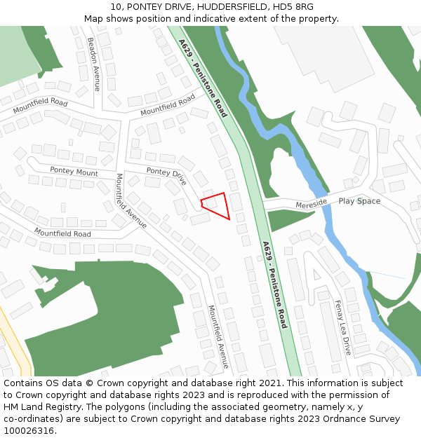 10, PONTEY DRIVE, HUDDERSFIELD, HD5 8RG: Location map and indicative extent of plot
