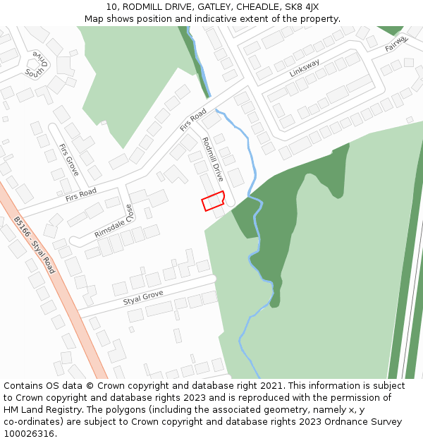 10, RODMILL DRIVE, GATLEY, CHEADLE, SK8 4JX: Location map and indicative extent of plot