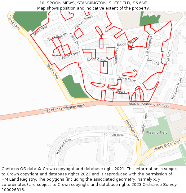 10, SPOON MEWS, STANNINGTON, SHEFFIELD, S6 6NB: Location map and indicative extent of plot