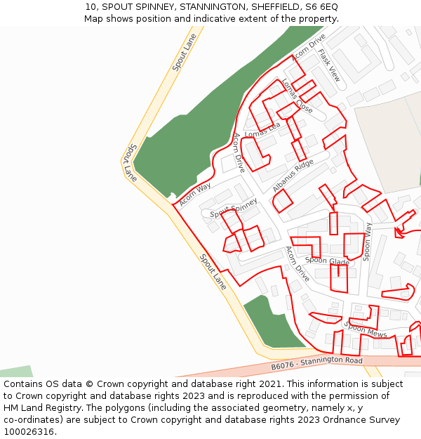 10, SPOUT SPINNEY, STANNINGTON, SHEFFIELD, S6 6EQ: Location map and indicative extent of plot