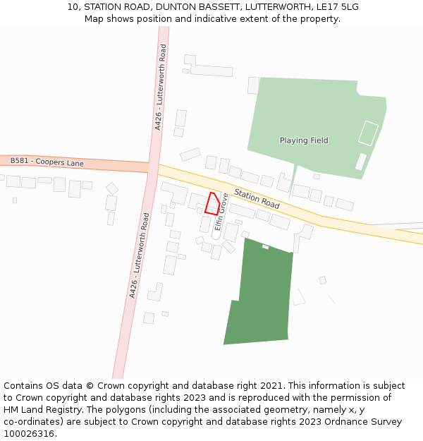 10, STATION ROAD, DUNTON BASSETT, LUTTERWORTH, LE17 5LG: Location map and indicative extent of plot