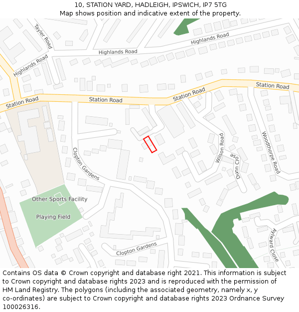 10, STATION YARD, HADLEIGH, IPSWICH, IP7 5TG: Location map and indicative extent of plot