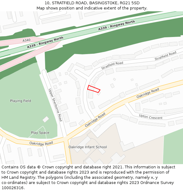 10, STRATFIELD ROAD, BASINGSTOKE, RG21 5SD: Location map and indicative extent of plot