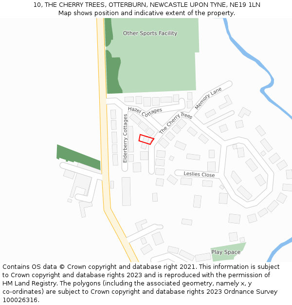 10, THE CHERRY TREES, OTTERBURN, NEWCASTLE UPON TYNE, NE19 1LN: Location map and indicative extent of plot