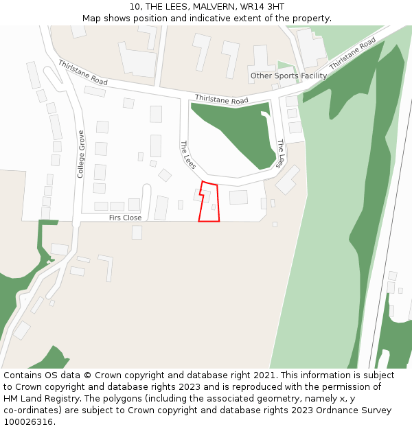 10, THE LEES, MALVERN, WR14 3HT: Location map and indicative extent of plot