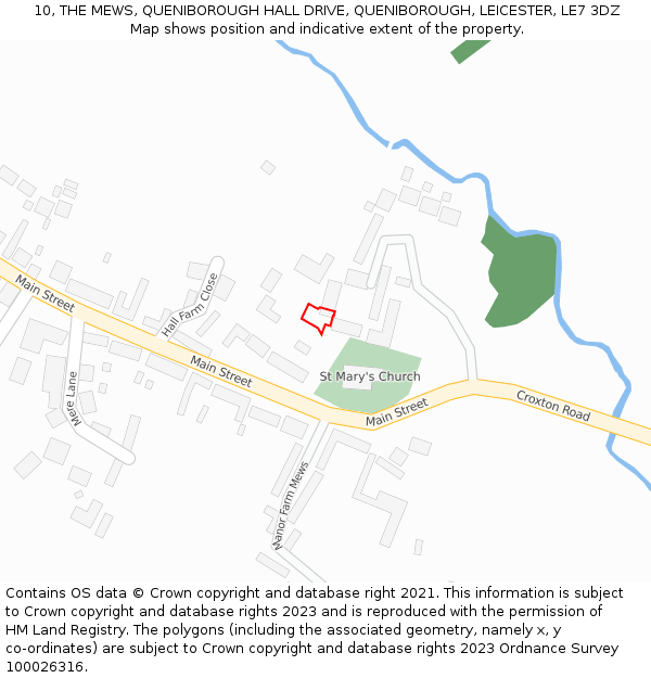 10, THE MEWS, QUENIBOROUGH HALL DRIVE, QUENIBOROUGH, LEICESTER, LE7 3DZ: Location map and indicative extent of plot