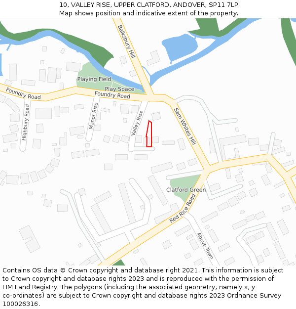 10, VALLEY RISE, UPPER CLATFORD, ANDOVER, SP11 7LP: Location map and indicative extent of plot