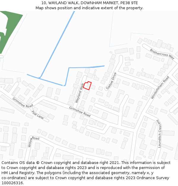 10, WAYLAND WALK, DOWNHAM MARKET, PE38 9TE: Location map and indicative extent of plot