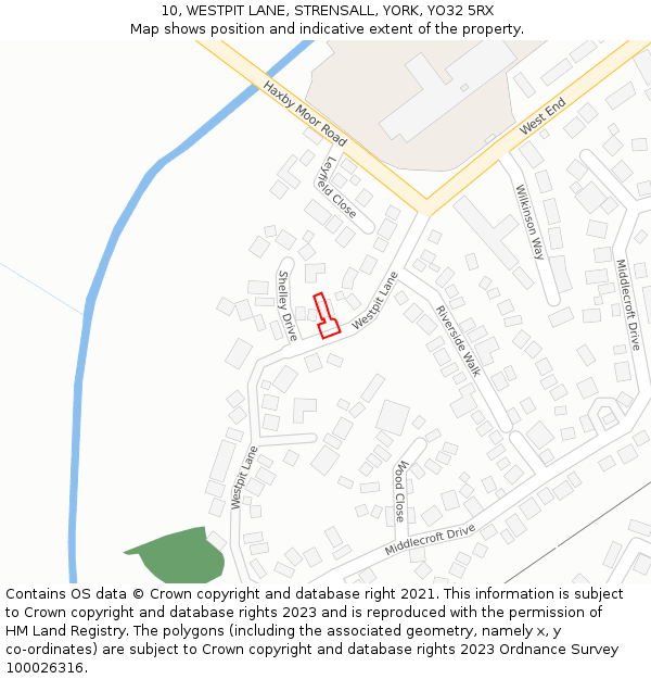 10, WESTPIT LANE, STRENSALL, YORK, YO32 5RX: Location map and indicative extent of plot