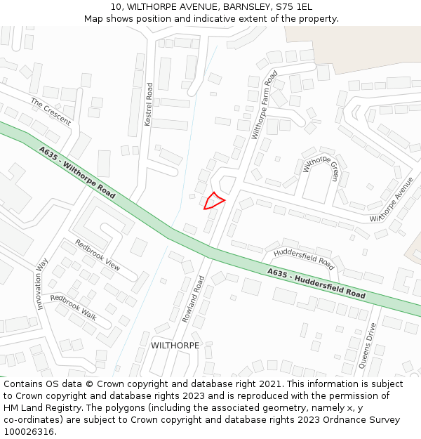 10, WILTHORPE AVENUE, BARNSLEY, S75 1EL: Location map and indicative extent of plot