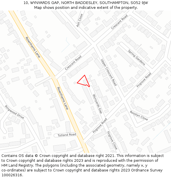 10, WYNYARDS GAP, NORTH BADDESLEY, SOUTHAMPTON, SO52 9JW: Location map and indicative extent of plot