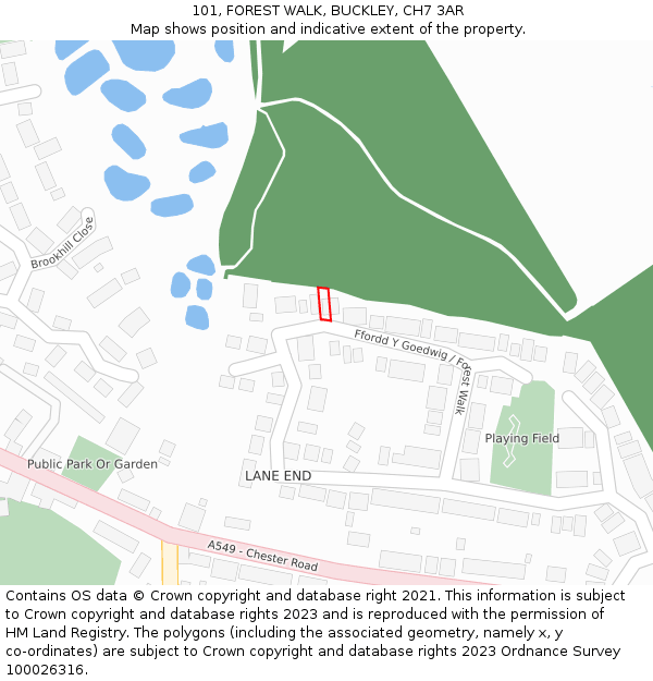 101, FOREST WALK, BUCKLEY, CH7 3AR: Location map and indicative extent of plot