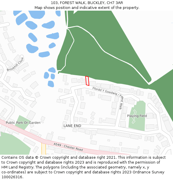 103, FOREST WALK, BUCKLEY, CH7 3AR: Location map and indicative extent of plot