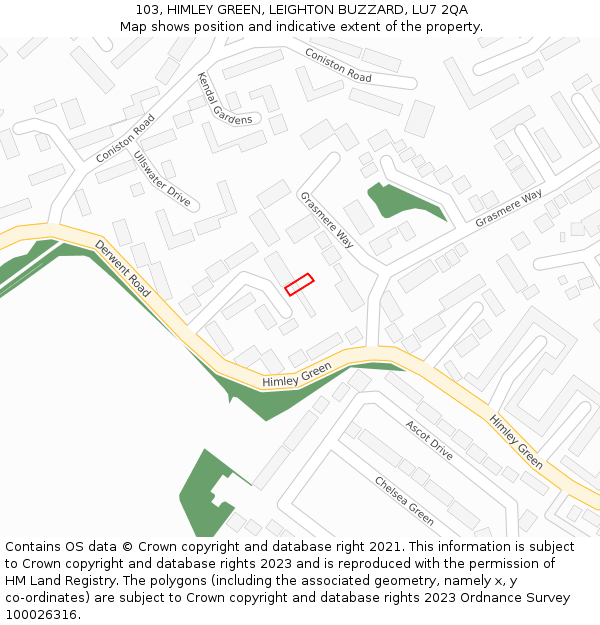 103, HIMLEY GREEN, LEIGHTON BUZZARD, LU7 2QA: Location map and indicative extent of plot